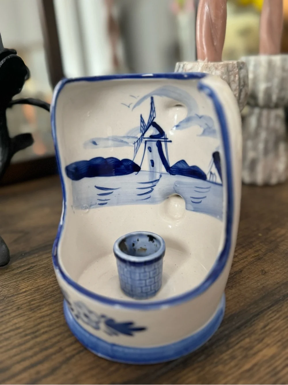 Vintage Delfts Blue Hand Painted Candle Holder 5